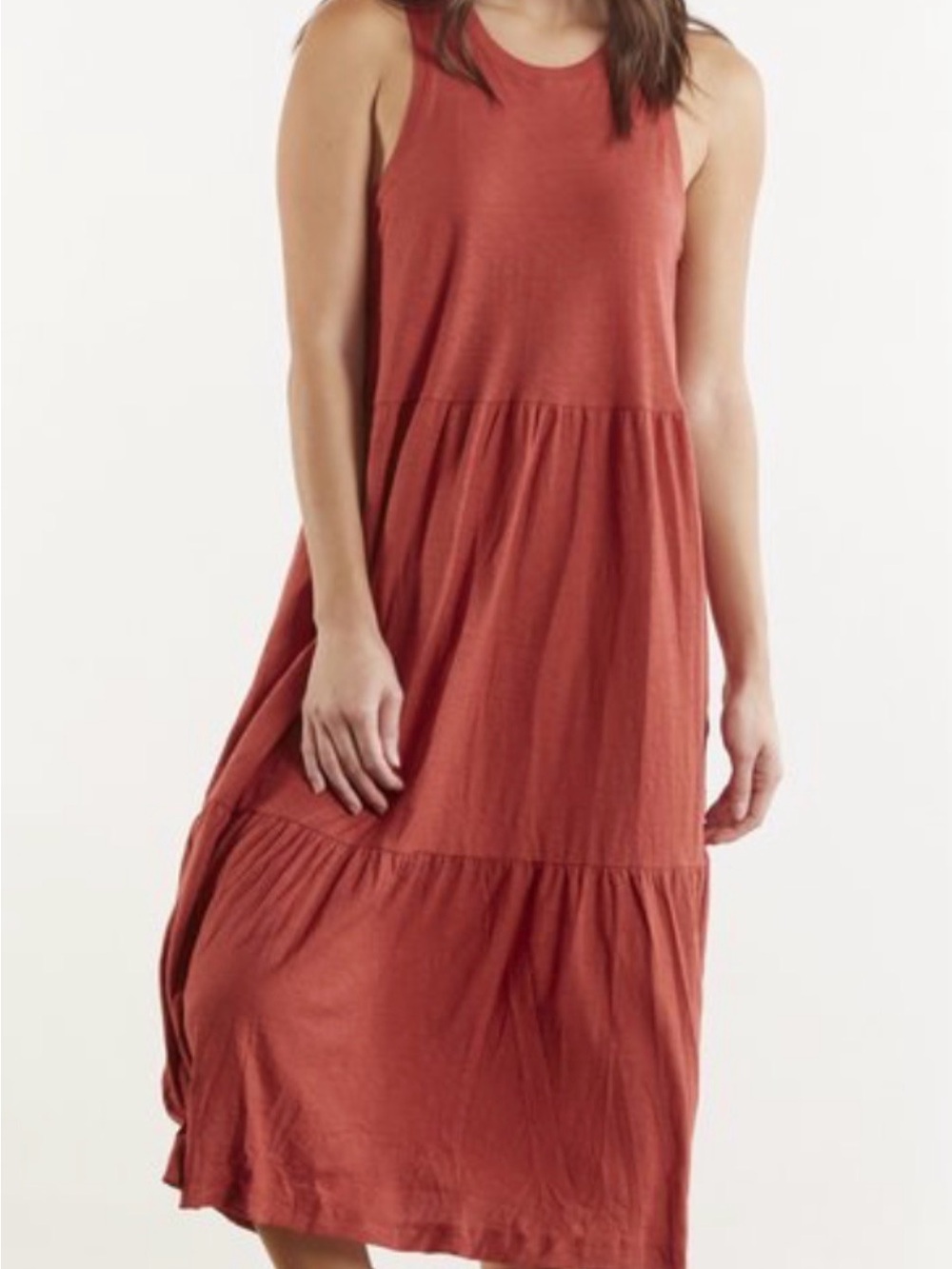 Nation LTD Melissa Sleeveless Tiered Dress in Terracotta